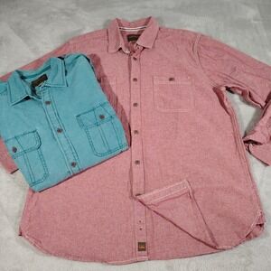 Lot Of 2 Northwest Territory Shirts Men XLT Green/Burgundy Durable Outdoor Work